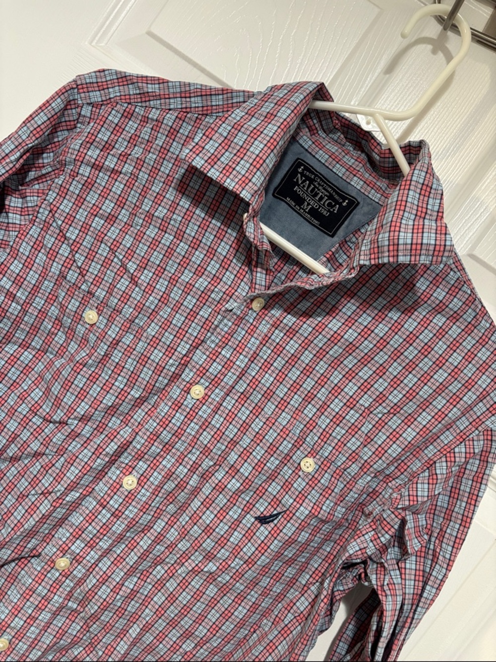 NAUTICA 100% cotton Long Sleeve Button Down Red/Blue Combo